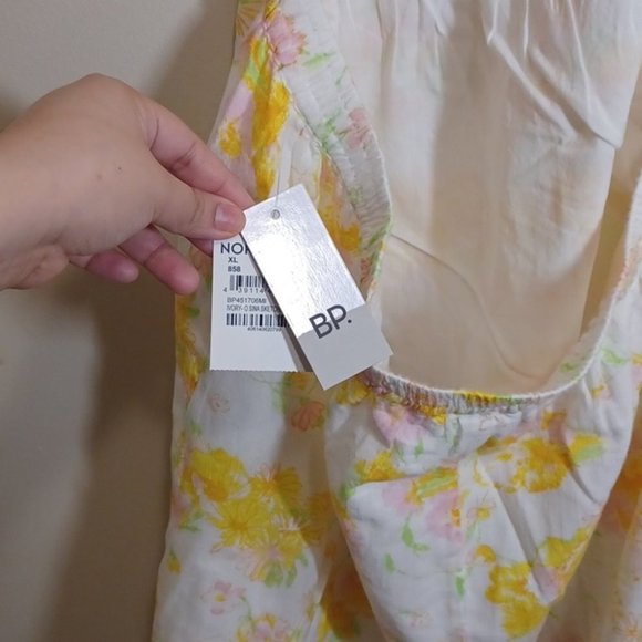 BP. Print Yellow Square  Neck Cotton Mini dress - Picture 7 of 9